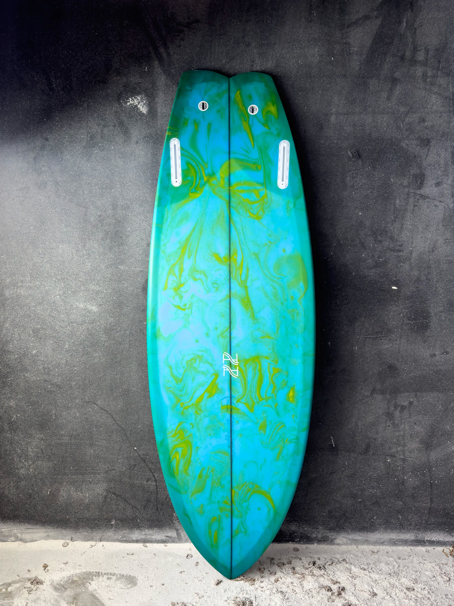 AH Vessels | 5’4” Ilúvatar Twin + Double Trailer (Goofy Foot) Green Surfboard