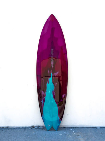 Nuevo Camino | 5'9” Talladega Twin Abstract Crimson Polished Surfboard