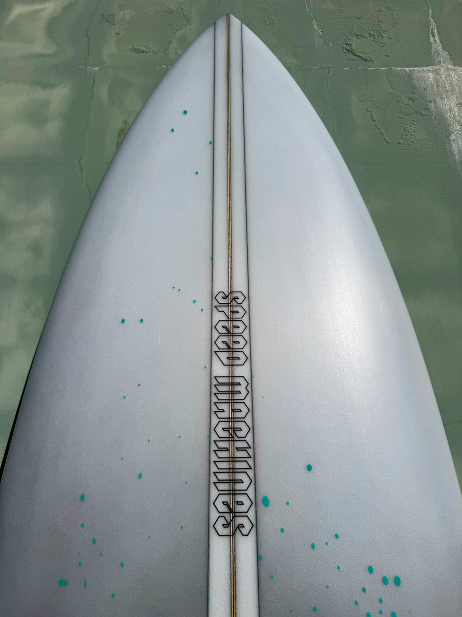 Nuevo Camino | 5’10" Talladega Twin Gray Abstract Surfboard - Surf Bored