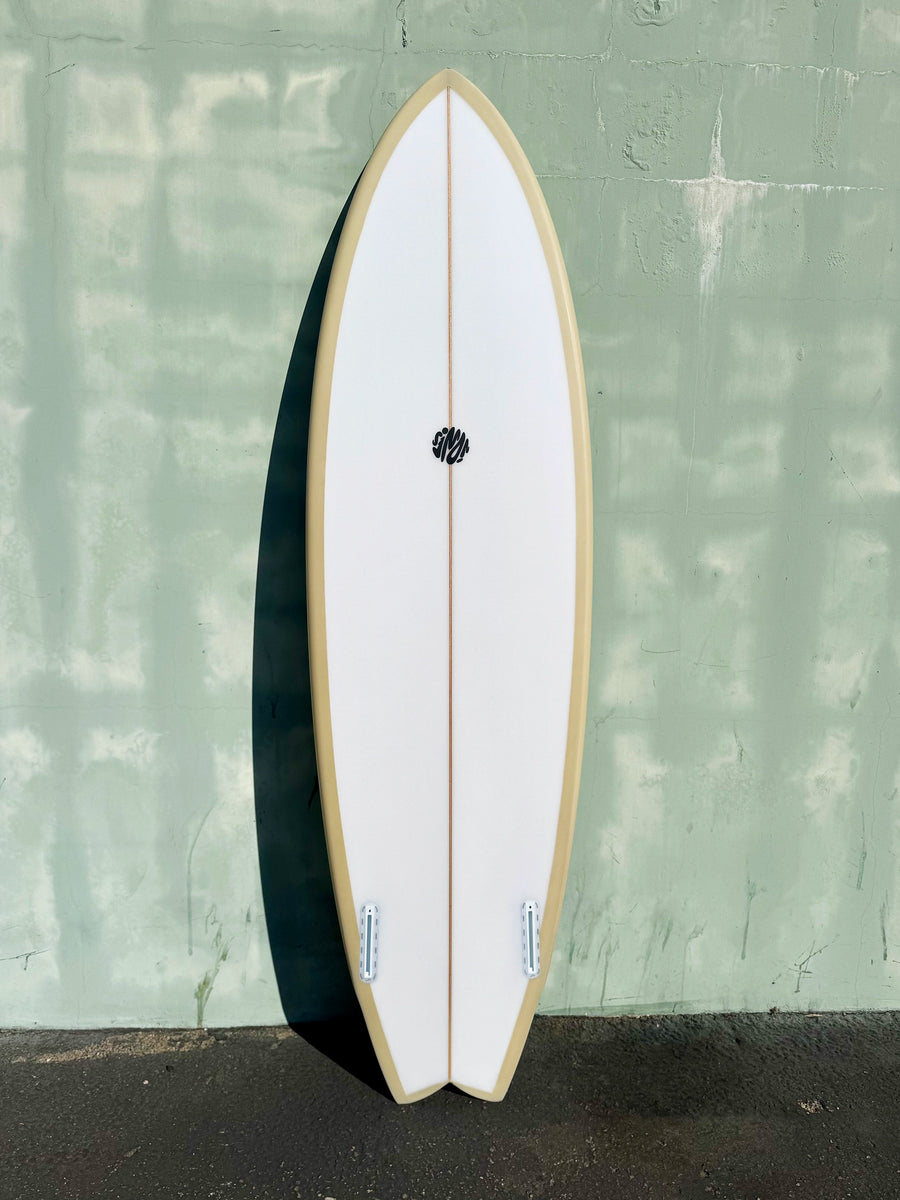 Simon Jones Designs | 6’2" Tracks Twinny Cream Surfboard