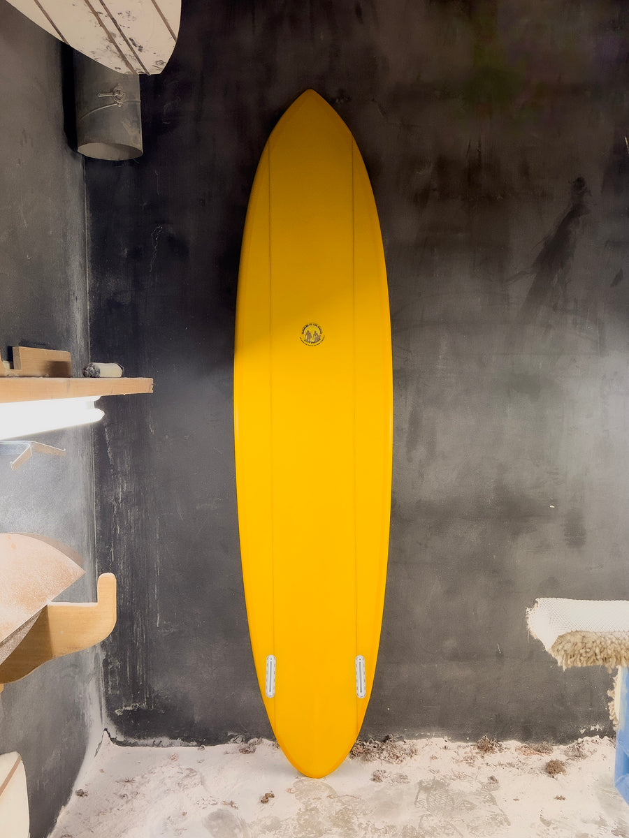 Simon Jones Designs | 7’10” Twin Pin Mustard Surfboard