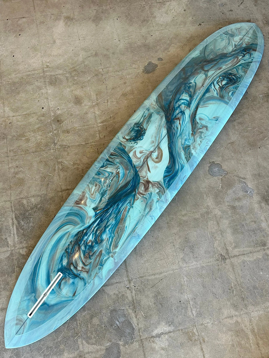 Woodin Surfboards | 9’6” Katana in Blue Heather Acid Longboard