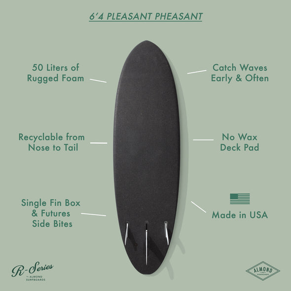 6'4" R-Series | Pleasant Pheasant Soft Top Surfboard